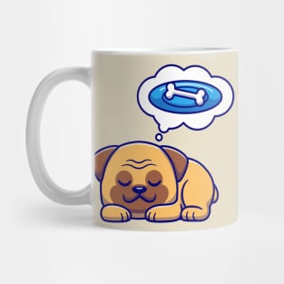 Cute Pug Dog Dream Bone Cartoon Mug